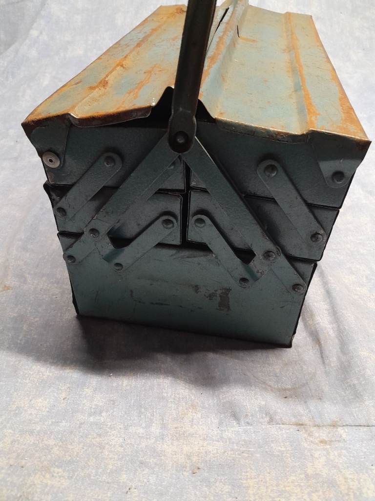 Vintage blue folding tool box