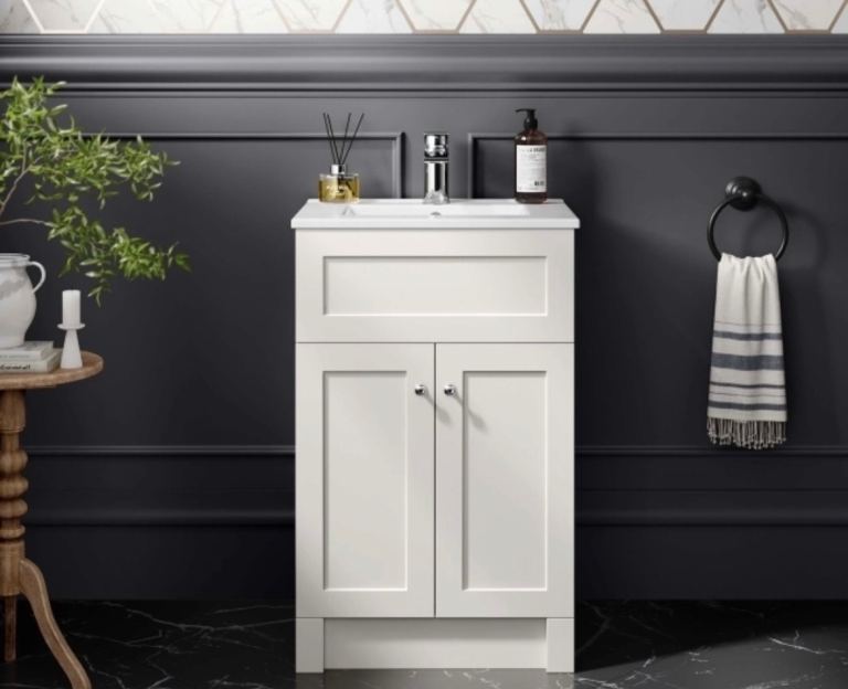 Cotton white vanity unit and sink NEW 