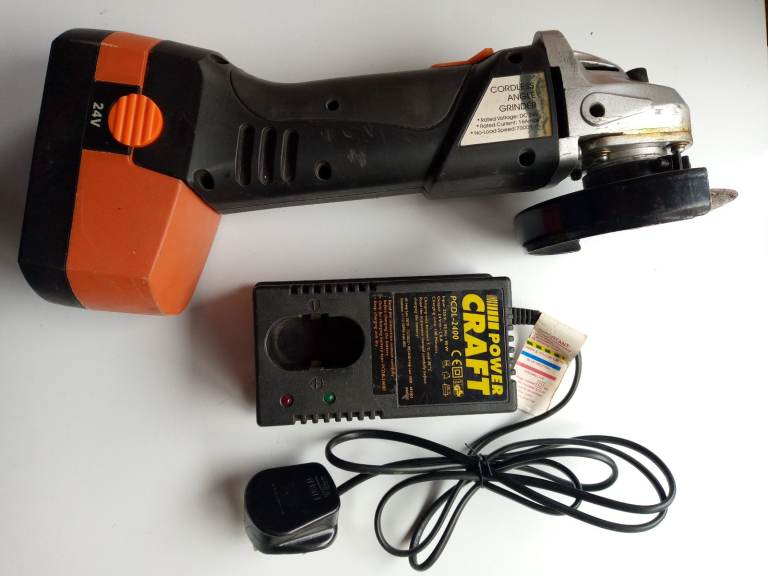image for Cordless Angle Grinder. 24V. Battery, Charger and Hard Case