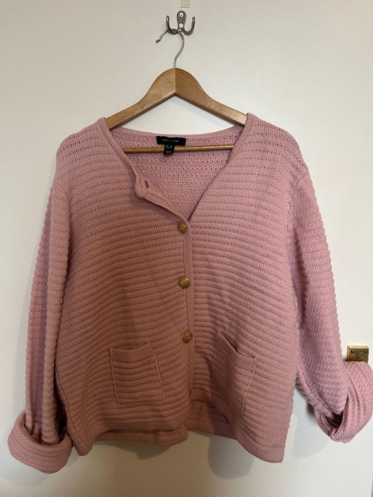 New Look Pink Knitted Cardigan – UK 20, Good Condition