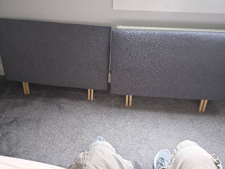 Pair of Grey Fabric Headboards for Double Bed
