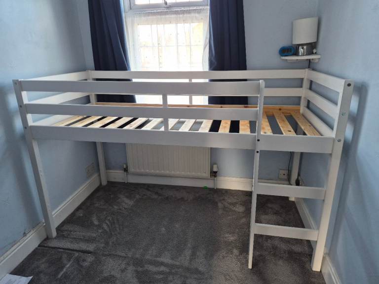 White shorty mid-sleeper bed frame