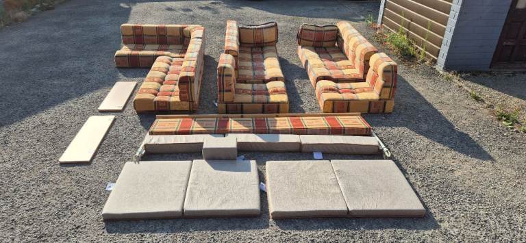 Cushions for camper caravan motorhome boat front and back with bunk bed frame, set of 18.