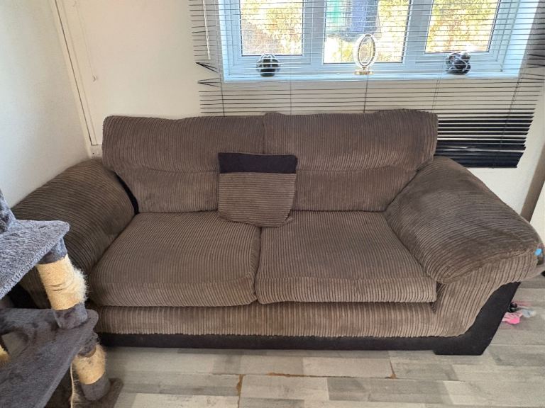 Comfy grey Corduroy Two-Seater Sofa – Good Condition