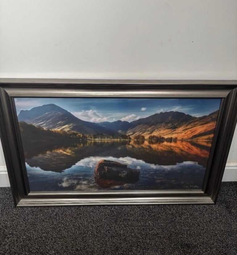 Dave Massey Buttermere Rock Reflections – Large 46” x 30” Metallic Deluxe Framed Print