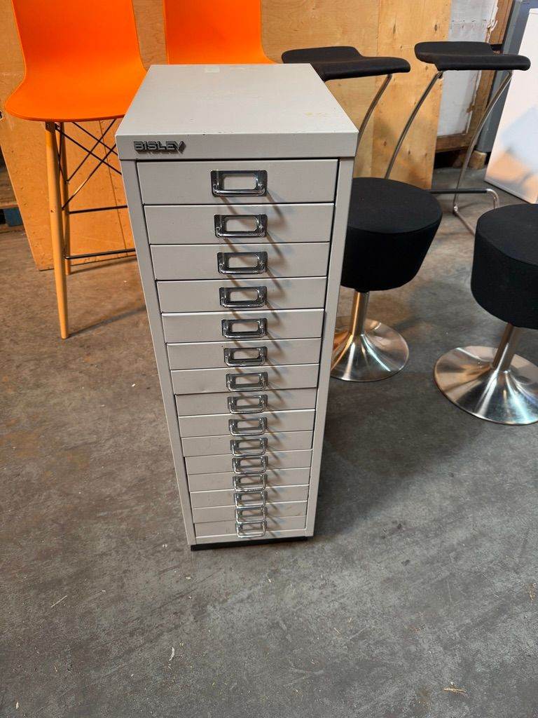 Bisley 15 Drawer Vintage Metal Filing Cabinet/Home Office Garage Filing Cabinet