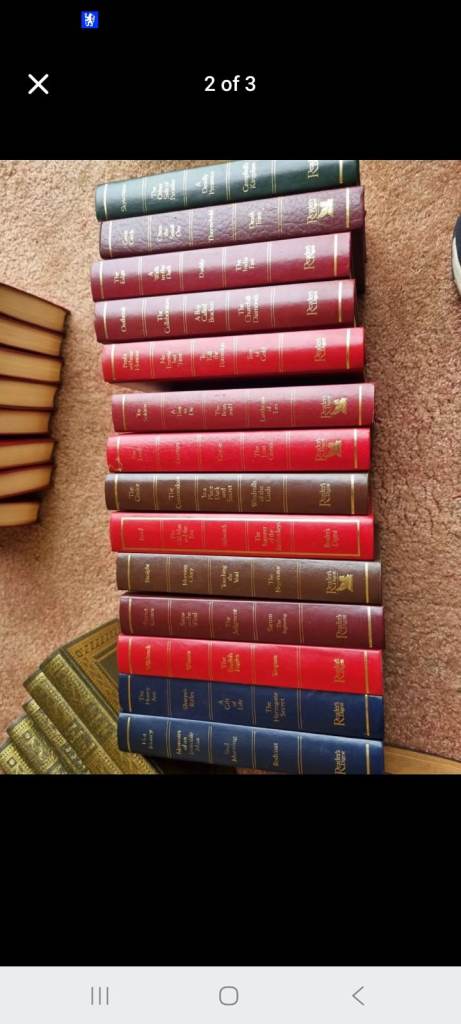 Readers Digest, vintage gilt covered fiction books