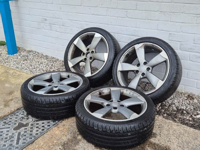 🌟Genuine Audi rotar 18 inch alloy wheels with MATCHING TYRES 7M++ AUDI A3 SKODA PASSAT CADDY GOLF