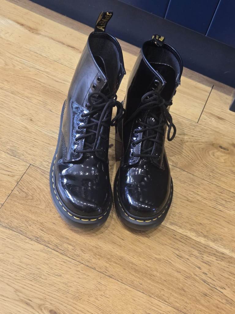 Dr. Martens 1460 W Patent Leather Boots - Black, UK 8, EU 42