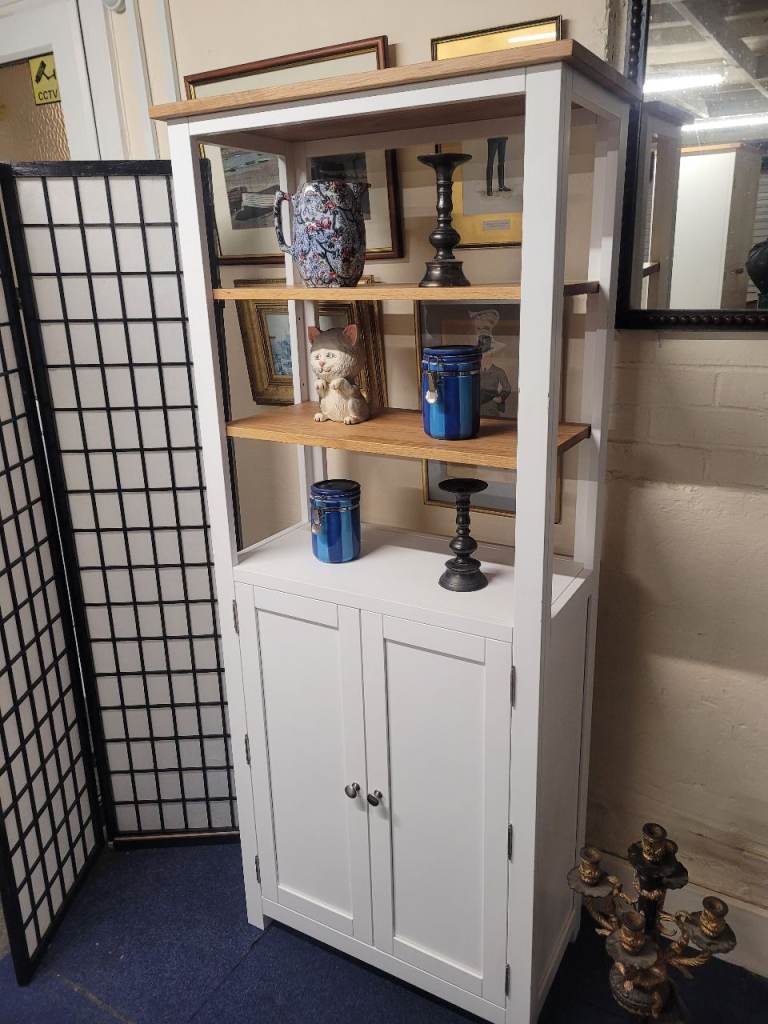 Lovely tallboy shelved cabinet with cupboard   
