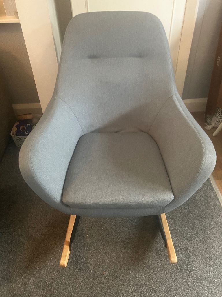 Comfortable Grey Fabric Rocking Chair with Wooden Skids | in Darwen ...