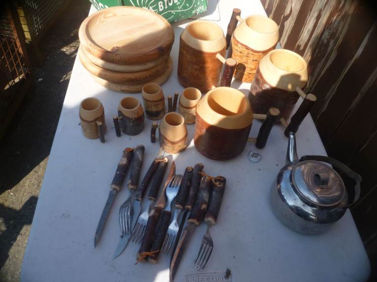 Norway Finland Artic Birch wood plates Mugs Cups nife and forks etc Tehty suomessa 