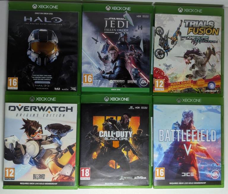 Xbox One Games bundle (Halo, Star Wars, CoD, Overwatch, Battlefield V, Trail Fusion)