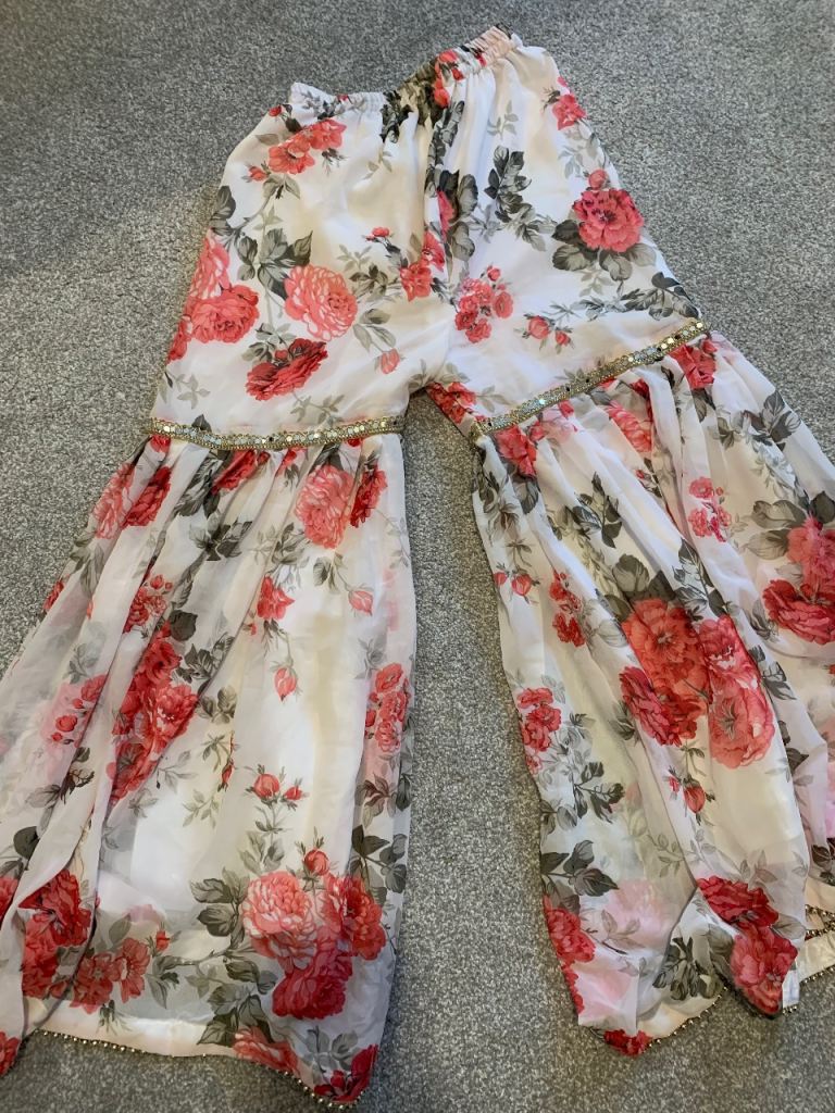 Brand new 3 piece Indian Sharaha suit Palazzo style Size 8 To 10 Uk, party, wedding