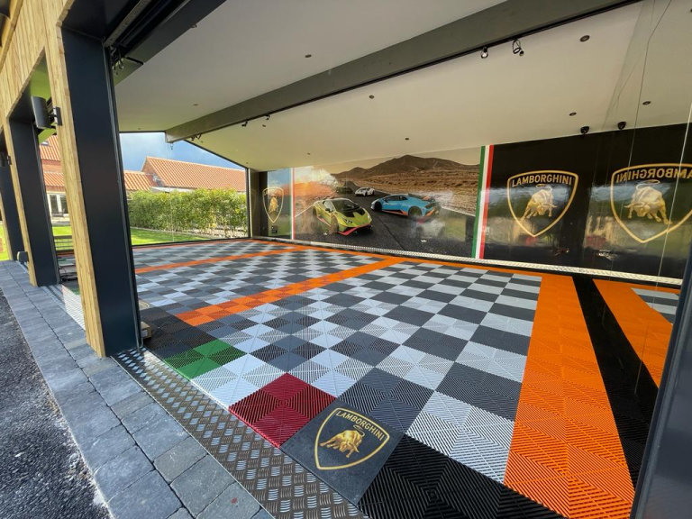 Tuff Tile Orange Tiles for Garage Showroom Factory Floor Gym
