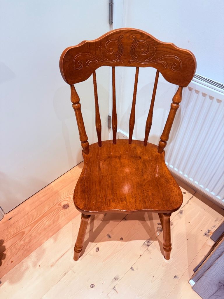 Solid wood dining chairs x2