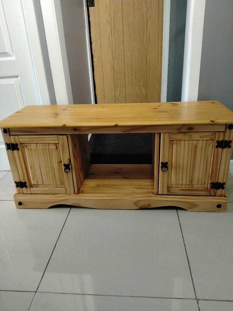 Solid Pine TV Unit / Media Storage Cabinet with Doors