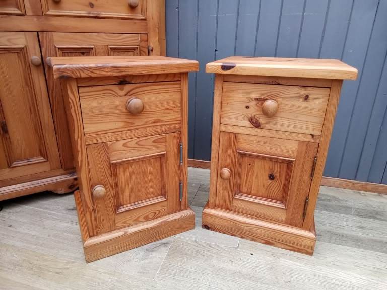 image for Stunning Handmade Pair of Pine Bedside Cabinets