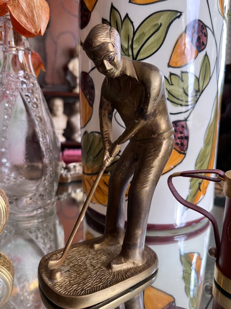 Vintage Solid Brass Golfer Figurine/ Ornament