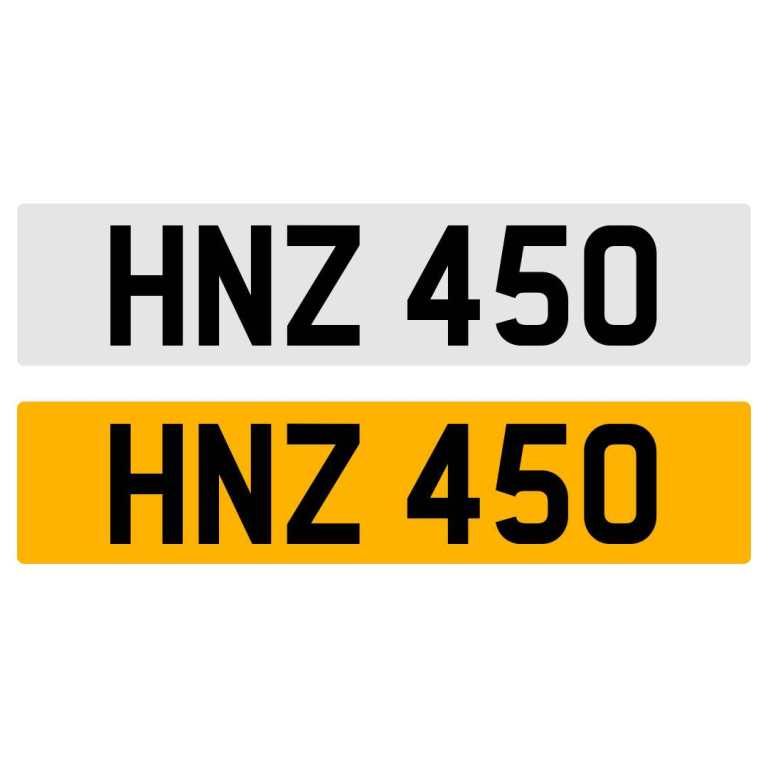 HNZ 450 NUMBER PLATE REGISTRATION NUMBERPLATE REGISTRATION CHERISHED DATELESS NORTHERN IRISH NI