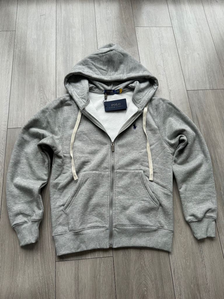 ralph lauren grey zip up hoodie 