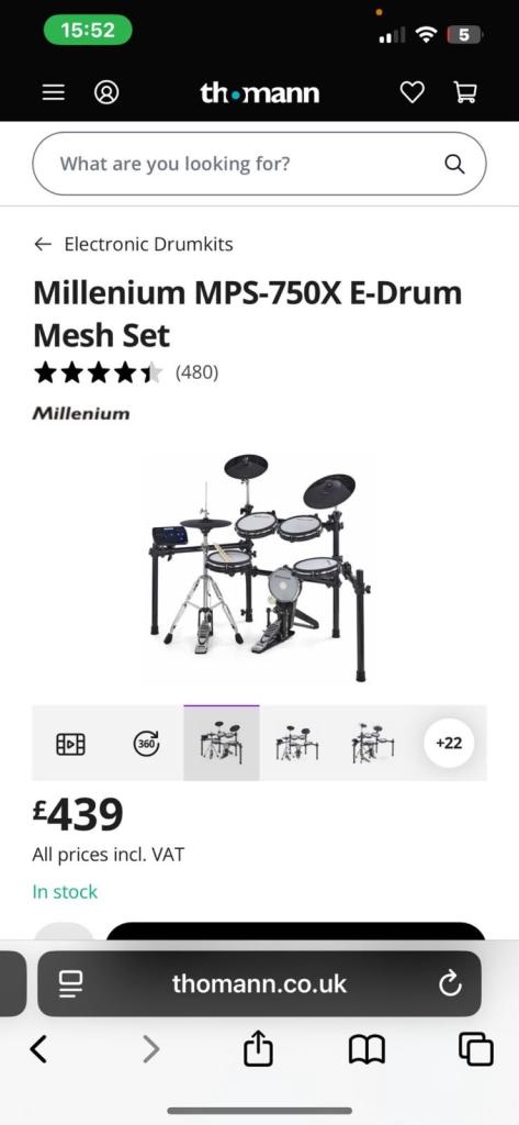 Millenium MPS-750X E-Drum Mesh Set – Good Condition
