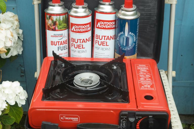 PORTABLE CAMPING GAS STOVE +GAS ,POT,PAN AND KETTLE