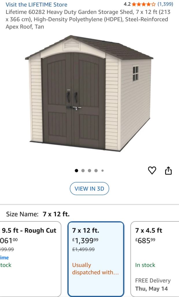 Lifetime 7x12 Garden Shed Heavy Duty Storage £999 Delivery Available