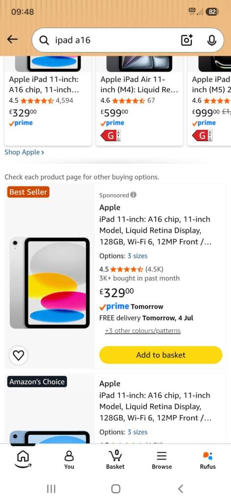 New Apple iPad 11-inch with A16 chip, 128GB Wi-Fi model