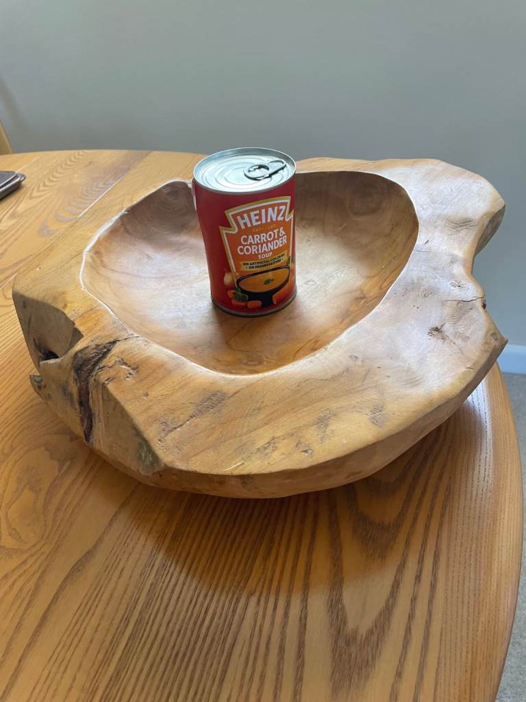 Large Hand Carved Teak Wood Bowl 4kg 