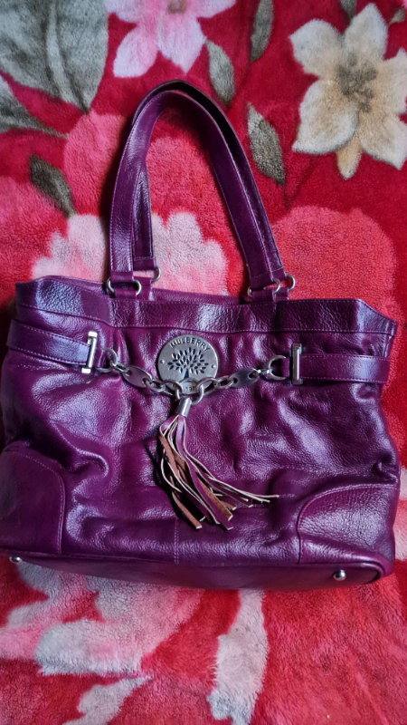 Dark pink/orchid large leather tote bag