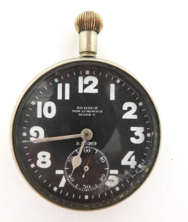 image for Rare WW1 Pocket Watch 30 Hour Non Luminous Mark V RFC B.E.5269 - Fully Working