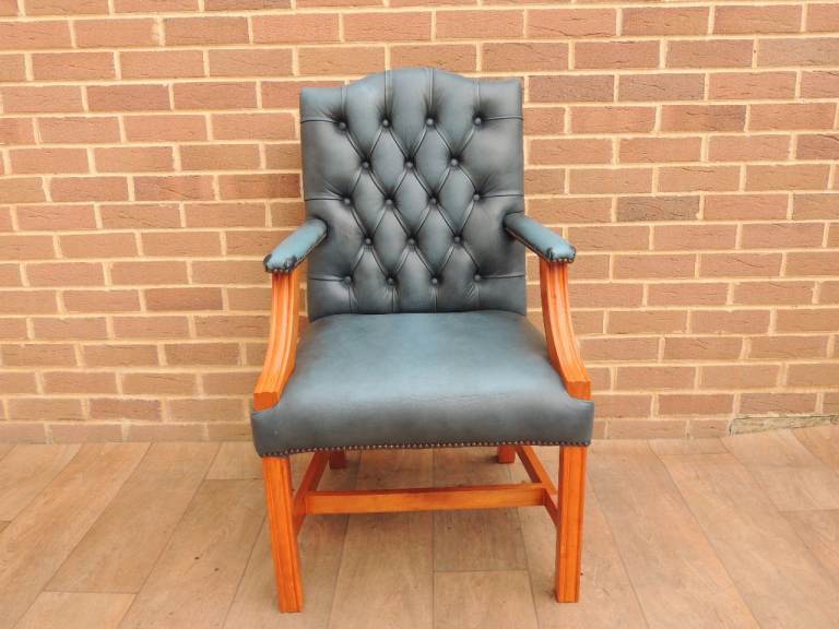 image for Chesterfield Blue Desk Chair (UK Delivery)