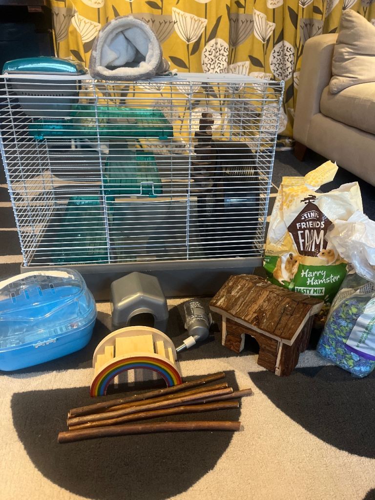 Large hamster cage and accessories 