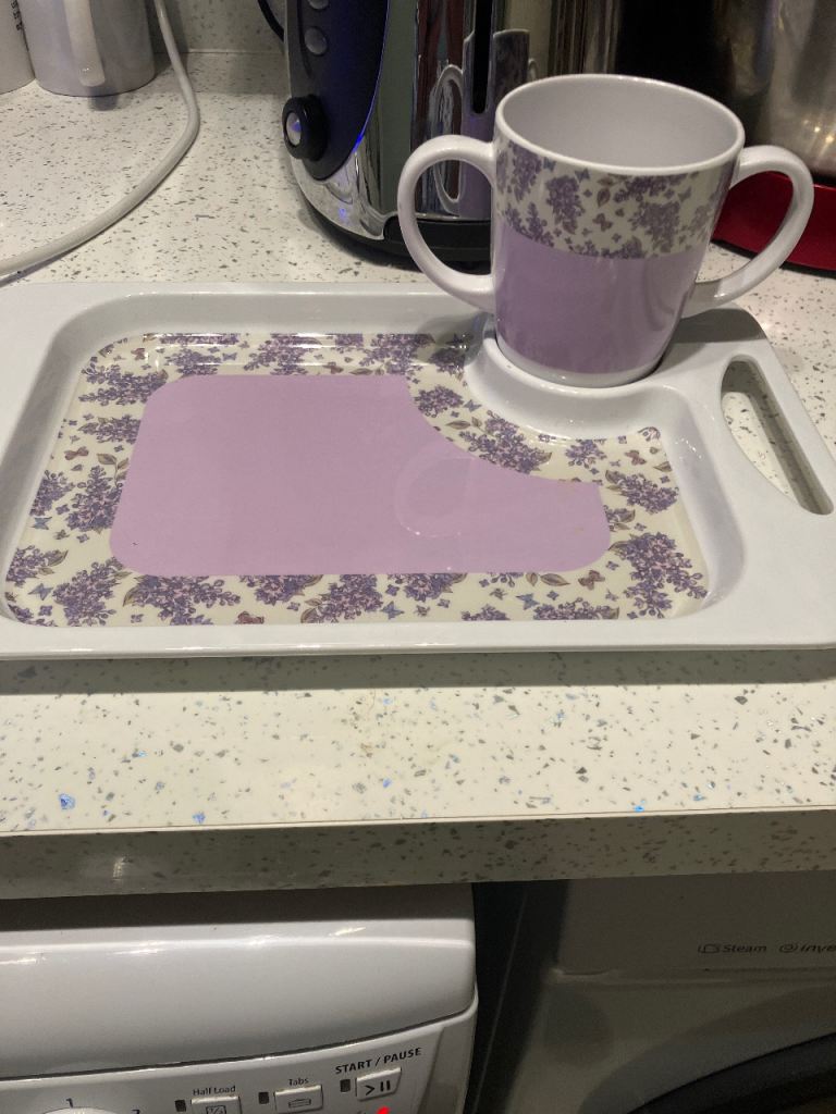 Purple Mug and Tray Set – Good Condition