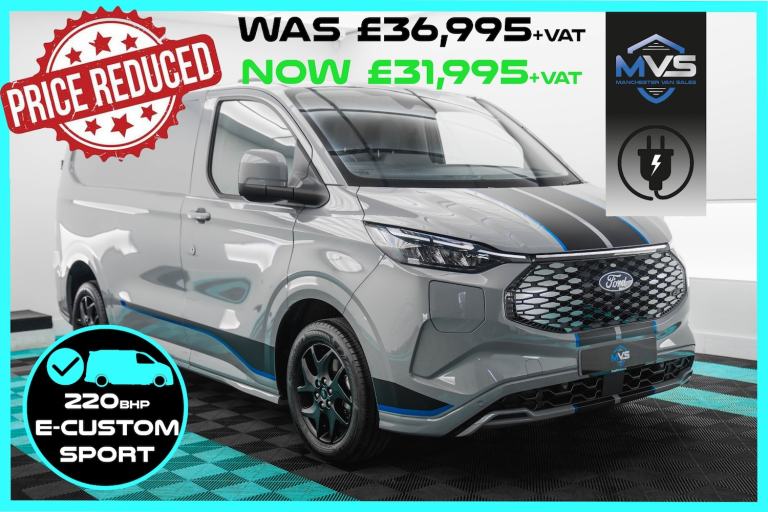 2024 Ford Transit Custom 320 65kWh Sport Electric SWB 220bhp AUTO - Grey Matter PANEL VAN Electri...