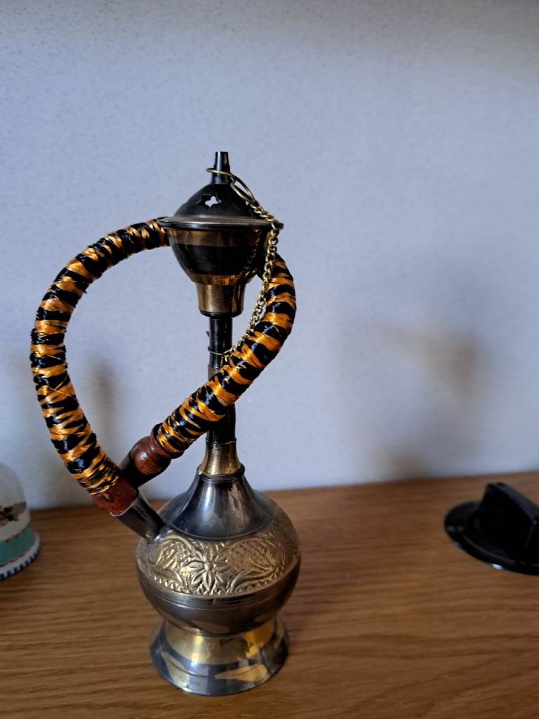 Decorative Hookah Ornament - Gold and Black Metal