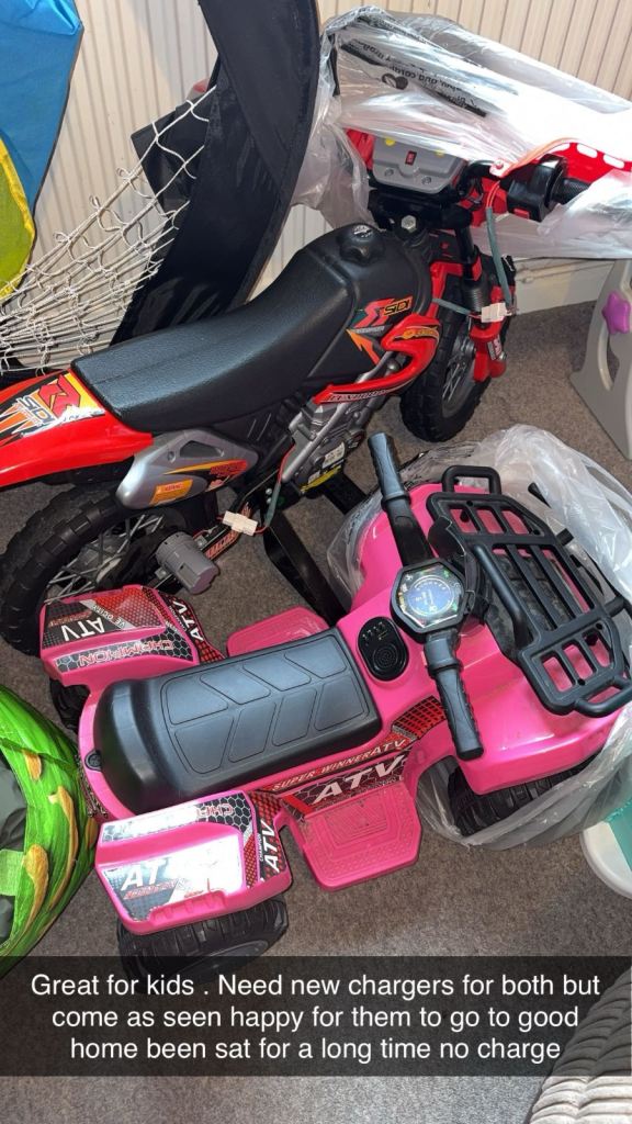 Kids Electric Ride-On Motorbike and Quad Bike – Fair Condition