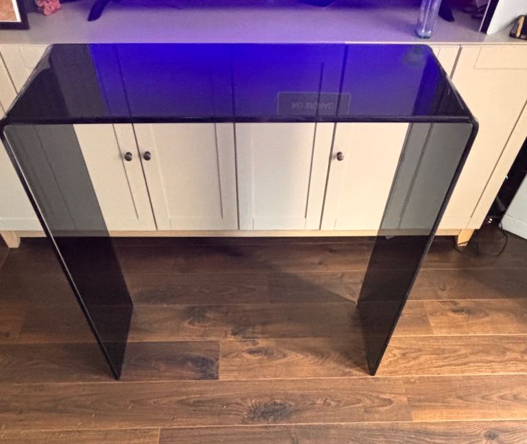 Black Glass Console Table - 80cm x 30cm