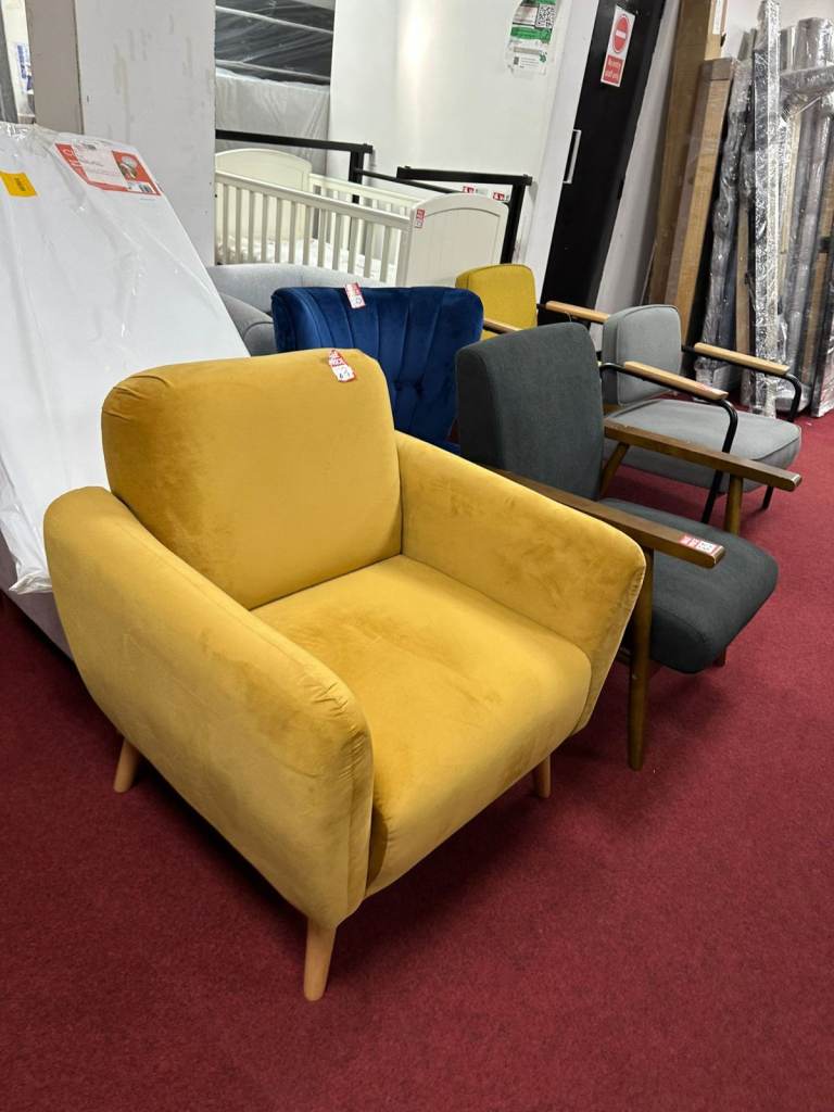 Elsie Self Assembly Fabric Armchair - Mustard