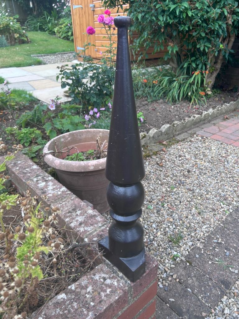 Garden Finial / Post Cap - Dark Wood, Good Condition