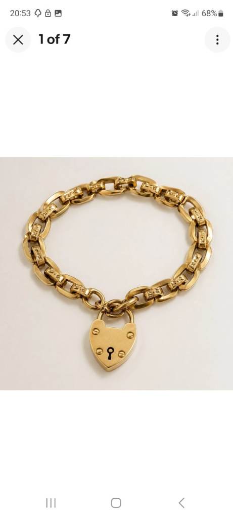 Rare USSR Soviet 585 Gold Bracelet 25g Heart Padlock 16 Link Vintage