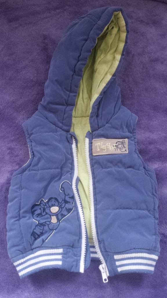 Blue hooded sleeveless kids jacket 6 to 9 months