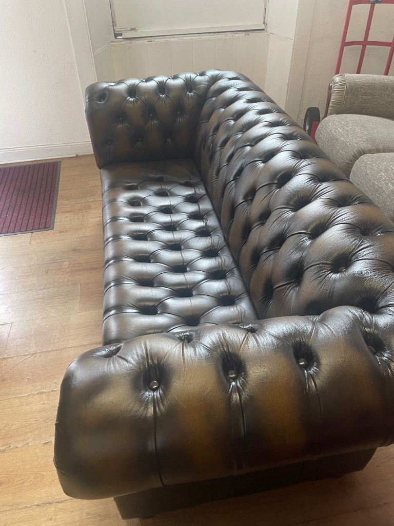 Quality second hand low back 3 seater chesterfield 