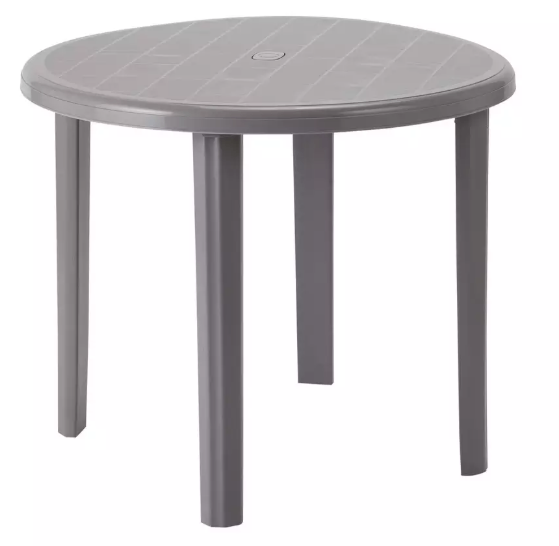 4 Seater Round Plastic Garden Table  Grey