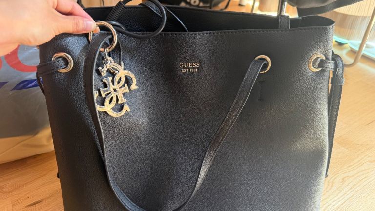 GUESS Black Pebbled Leather Look Tote Bag