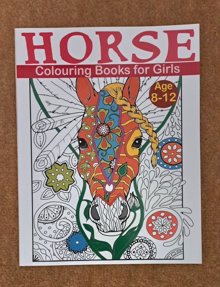 Girls colouring book horses
