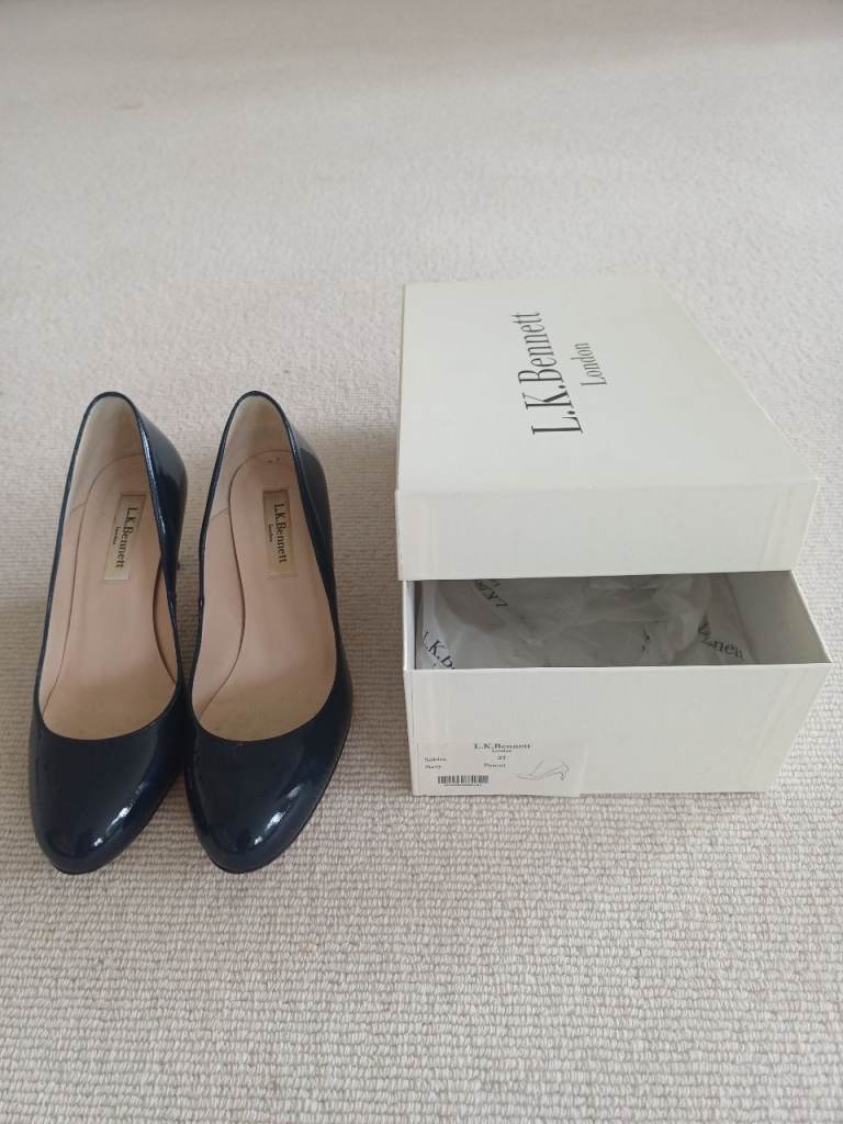 L.K.Bennett Navy Blue Patent Heels – Size 37, worn only once