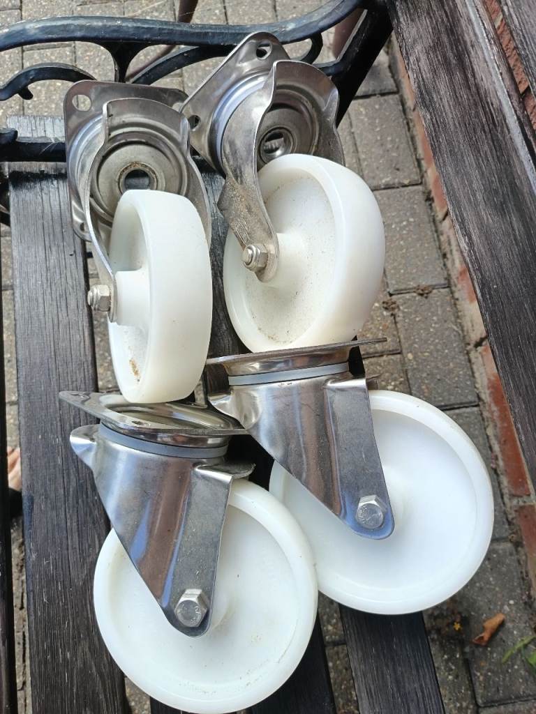 Set of 4 Stainless Steel Swivel Castor Wheels - As Good As New