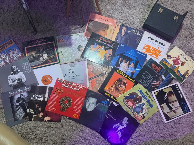 Vinyl Record collection + Box and Key 